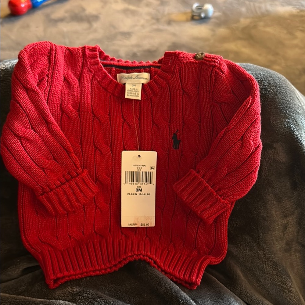 Ralph Lauren Vibrant Red Cable Knit Sweater